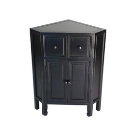 Benjara BM229403 34 Inch Wooden 2 Door Corner Cabinet with 2 Drawers, Black