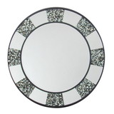 Benjara BM229405 32 Inch Beveled Round Wall Mirror with Pebble Inlay, Silver