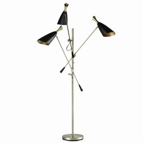 Benjara BM229470 3 Light Metal Floor Lamp with Adjustable Height, Black