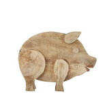 Benjara BM229545 18 Inch Wooden Pig Accent Decor, Brown