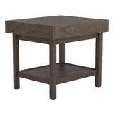 Benjara BM229635 Rectangular Wooden Top End Table with 1 Hidden Drawer, Taupe Gray
