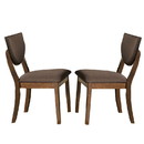 Benjara BM230002 Transitional Fabric Side Chair with Sloped Open Back, Set of 2, Walnut Brown