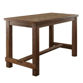 Benjara BM230024 Rustic Plank Wooden Counter Height Table with Block Legs, Oak Brown