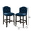 Benjara BM230027 Nailhead Trim Fabric Bar Chair with Button Tufted Wingback, Set of 2, Blue