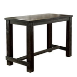 Benjara BM230029 Rustic Plank Wooden Bar Table with Block Legs, Antique Black