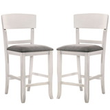 Benjara BM230034 Wooden Counter Height Chair with Curved Back, Set of 2, White and Gray