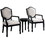 Benjara BM230063 Wood and Fabric Accent Table and Chair Set, Black and Beige