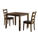 Benjara BM230071 3 Piece Wooden Dining Set with Square Table, Brown