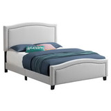 Benjara BM230419 Fabric Upholstered Curved Design Queen Bed, Beige