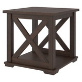 Benjara BM230912 22 Inches Rough Hewn Saw Wooden End Table with X Side Panels, Brown