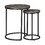 Benjara BM230944 Round Wooden Top Metal Accent Table, Set of 2, Gray and Black