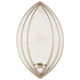 Benjara BM230984 Caged Oval Metal Wall Sconce with Mirror Insert, Silver