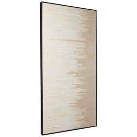 Benjara BM231394 Rectangular Canvas Wall Art with Abstract Design, Beige and Off White