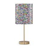 Benjara BM231431 Metal Table Lamp with Sequined Shade, Multicolor