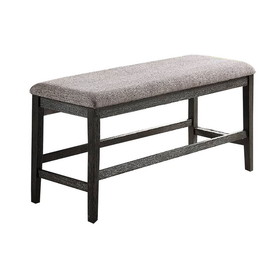 Benjara BM231847 Distressed Wooden Dining Bench with Fabric Seat, Gray