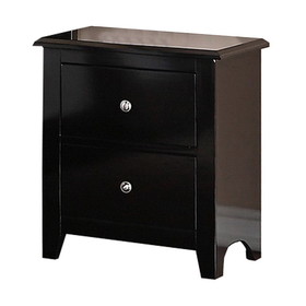 Benjara BM231859 2 Drawer Wooden Nightstand with Metal Knobs, Espresso Brown