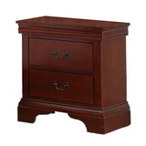 Benjara BM231861 2 Drawer Wooden Nightstand with Panel Bracket Feet, Cherry Brown
