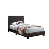 Benjara BM232004 Transitional Style Leatherette Twin Bed with Padded Headboard, Dark Brown