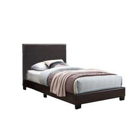 Benjara BM232005 Transitional Style Leatherette Full Bed with Padded Headboard, Dark Brown