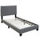 Benjara BM232045 Transitional Style Leatherette Queen Bed with Padded Headboard, Gray