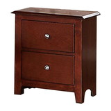 Benjara BM232104 25 Inches 2 Drawer Wooden Nightstand with Metal Pulls, Brown