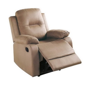 Benjara BM232415 Fabric Upholstered Recliner with Tufted Back, Beige