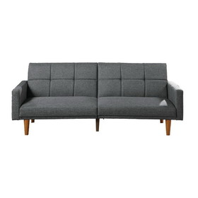 Benjara BM232618 Fabric Adjustable Sofa with Square Tufted Back, Light Gray