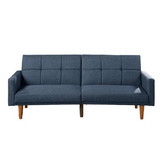 Benjara BM232619 Fabric Adjustable Sofa with Square Tufted Back, Blue