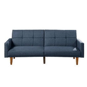 Benjara BM232619 Fabric Adjustable Sofa with Square Tufted Back, Blue