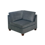 Benjara BM232629 37 Inches Fabric Upholstered Wooden Corner Wedge, Gray