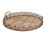 Benjara BM232698 Round Shaped Bamboo Tray with Curved Handle, Set of 2, Brown