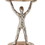 Benjara BM232705 14 Inch Wooden Standing Man Candle Holder, Brown and Silver