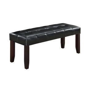 Benjara BM232883 Dining Bench with Faux Leather Upholstery and Chamfered Feet, Black
