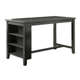 Benjara BM232889 Wooden Counter Height Table with Three Storage Shelves, Gray