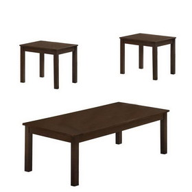 Benjara BM233096 3 Piece Transitional Coffee Table and End Table with Block Legs, Brown