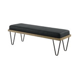 Benjara BM233232 Leatherette Padded Bench with Hairpin Legs, Gray