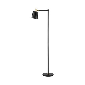 Benjara BM233239 Tubular Metal Floor Lamp with Horn Style Shade, Black