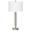 Benjara BM233289 Metal Table Lamp with Fabric Drum Shade, White and Silver