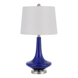 Benjara BM233306 Pot Bellied Shape Glass Table Lamp, Set of 2, Blue