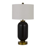 Benjara BM233343 150 Watt Metal and Glass Base Table Lamp, Brass and Black