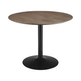 Benjara BM233395 30 Inch Round Wooden Top Modern Dining Table, Black and Brown