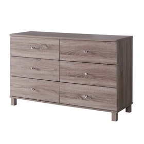 Benjara BM233530 47.25 Inches 6 Drawer Dresser with Straight Legs, Taupe Brown