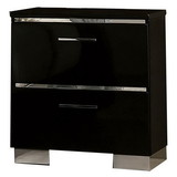 Benjara BM233858 Two Drawer Nightstand with USB Charger and Bar Handle Pulls, Black