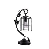 Benjara BM233938 Arc Design Metal Table Lamp with Birdcage Shade, Black