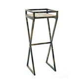 Benjara BM233948 35.5 Stone Top Plant Stand with X Legs, Black and Gray