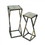 Benjara BM233953 Stone Top Plant Stand with Geometric Base, Set of 2, Black and Gray