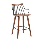 Benjara BM236366 26 Inches Counter Height Barstool with Spindle Back, Brown and Black