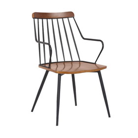 Benjara BM236367 26 Inches Wooden Dining Chair with Windsor Back, Brown and Black