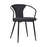 Benjara BM236624 19 Inch Modern Fabric Dining Chair with Curved Back, Black