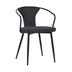 Benjara BM236624 19 Inch Modern Fabric Dining Chair with Curved Back, Black